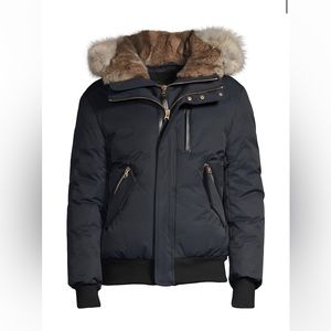 Mackage Dixon Fur-Trimmed Down Bomber Jacket Navy